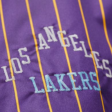 Women's Mitchell & Ness x DANNIJO Purple Los Angeles Lakers Satin Full-Snap Jacket