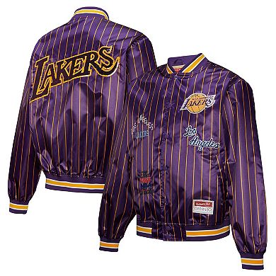 Women's Mitchell & Ness x DANNIJO Purple Los Angeles Lakers Satin Full-Snap Jacket