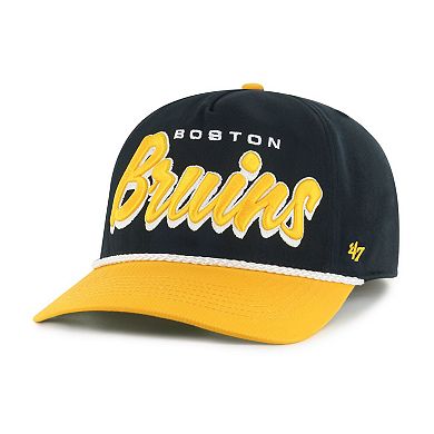 Men's '47 Black/Gold Boston Bruins Dropshadow Rope Hitch Adjustable Hat