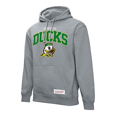 Men's Mitchell & Ness Heather Gray Oregon Ducks Classic Arch Pullover Hoodie
