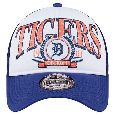 Men's New Era Navy Detroit Tigers Distressed 9FORTY A-Frame Adjustable Trucker Hat