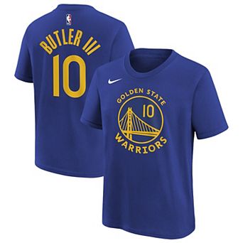 Youth Nike Jimmy Butler III Royal Golden State Warriors Icon Edition Name & Number T-Shirt