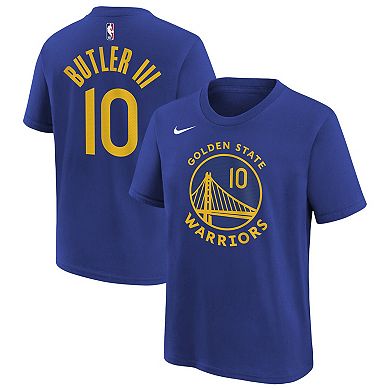 Youth Nike Jimmy Butler III Royal Golden State Warriors Icon Edition Name & Number T-Shirt