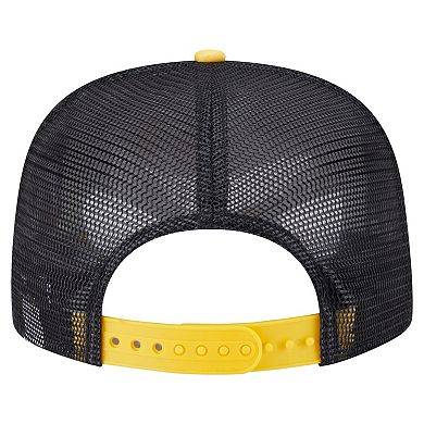 Men's New Era White/Gold Pittsburgh Pirates Retro Script Trucker 9FIFTY Snapback Hat