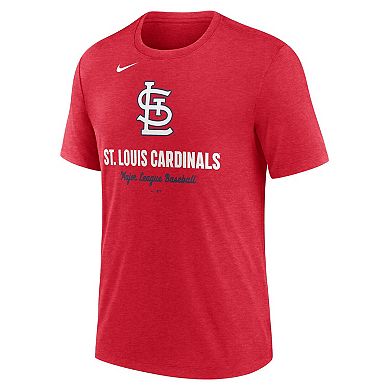 Men's Nike Heather Red St. Louis Cardinals Logo Tri-Blend T-Shirt