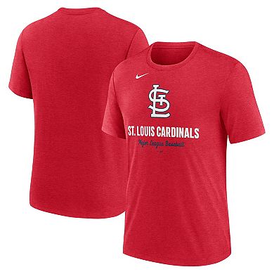 Men's Nike Heather Red St. Louis Cardinals Logo Tri-Blend T-Shirt