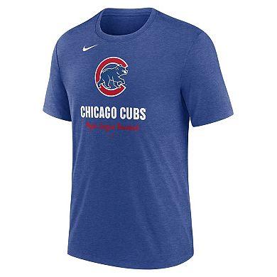 Men's Nike Heather Royal Chicago Cubs Logo Tri-Blend T-Shirt