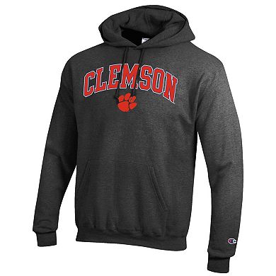 Men's Champion Charcoal Clemson Tigers Arch Over Logo Pullover Hoodie