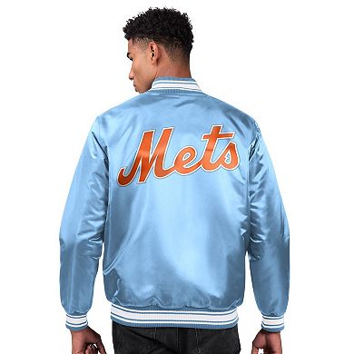Men's Starter Light Blue New York Mets Locker Room Satin Full-Snap Varsity Jacket