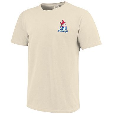 Men's Cream SMU Mustangs Comfort Colors Mascot Overlay T-Shirt
