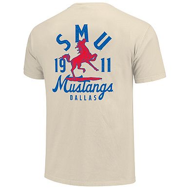 Men's Cream SMU Mustangs Comfort Colors Mascot Overlay T-Shirt