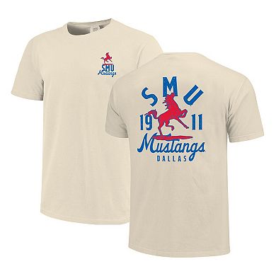 Men's Cream SMU Mustangs Comfort Colors Mascot Overlay T-Shirt