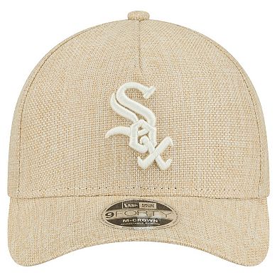 Men's New Era Beige Chicago White Sox Cotton Weave M-Crown A-Frame 9FORTY Adjustable Hat