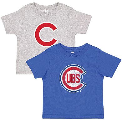 Toddler Soft as a Grape Royal/Heather Gray Chicago Cubs Cooperstown Collection Two-Pack T-Shirt Set