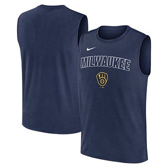Men's Nike Navy Milwaukee Brewers Knockout Performance Muscle Tank Top