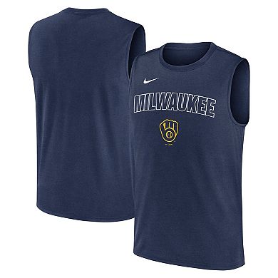 Men's Nike Navy Milwaukee Brewers Knockout Performance Muscle Tank Top