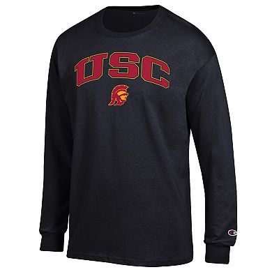 Men's Champion Black USC Trojans Arch Over Logo Long Sleeve T-Shirt