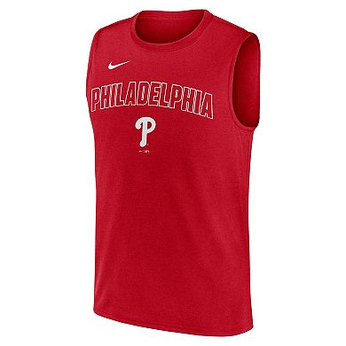 Men's Nike Red Philadelphia Phillies Knockout Performance Muscle Tank Top