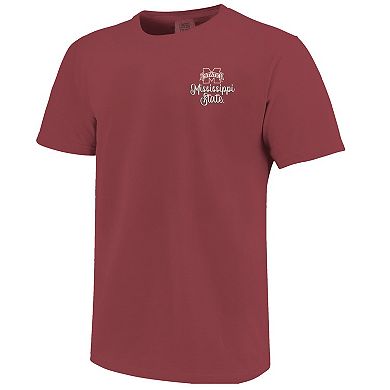 Women's Maroon Mississippi State Bulldogs Comfort Colors Campus Scene Drawing Script T-Shirt