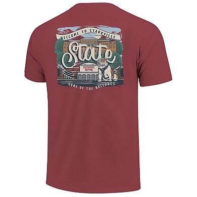 Women's Maroon Mississippi State Bulldogs Comfort Colors Campus Scene Drawing Script T-Shirt