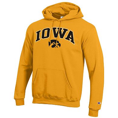 Men's Champion Gold Iowa Hawkeyes Arch Over Logo Pullover Hoodie