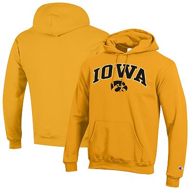 Men's Champion Gold Iowa Hawkeyes Arch Over Logo Pullover Hoodie