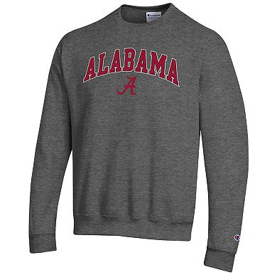 Men's Champion Heather Charcoal Alabama Crimson Tide Arch Over Logo Pullover Sweatshirt