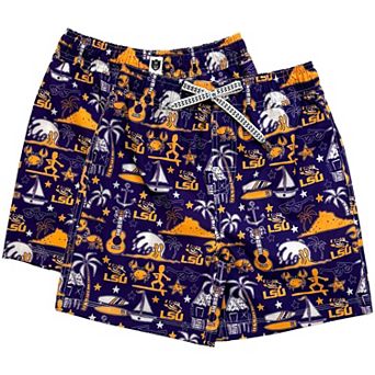 Youth Wes & Willy Purple LSU Tigers Luau Swim Trunks