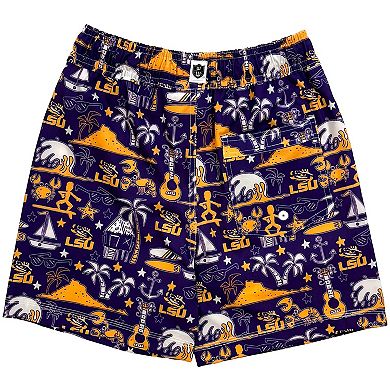 Youth Wes & Willy Purple LSU Tigers Luau Swim Trunks