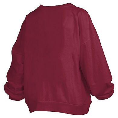 Women's Pressbox Garnet Florida State Seminoles Janise Arch Over Logo Waist Length Oversized Pullover Sweatshirt