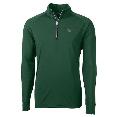 Men's Cutter & Buck Midnight Green Philadelphia Eagles Adapt Eco Knit Stretch Recycled Quarter-Zip Throwback Pullover Top