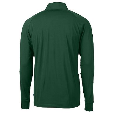 Men's Cutter & Buck Midnight Green Philadelphia Eagles Adapt Eco Knit Stretch Recycled Quarter-Zip Throwback Pullover Top