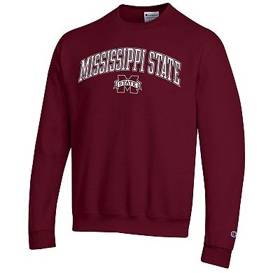 Men's Champion Maroon Mississippi State Bulldogs Arch Over Logo Pullover Sweatshirt