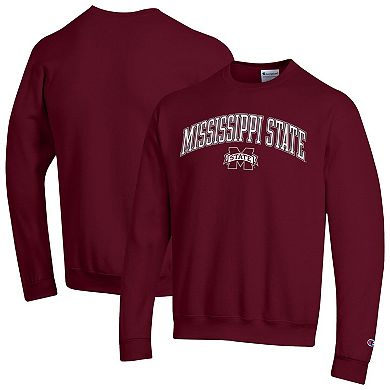 Men's Champion Maroon Mississippi State Bulldogs Arch Over Logo Pullover Sweatshirt
