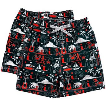 Youth Wes & Willy Green Miami Hurricanes Luau Swim Trunks