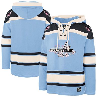 Men's '47 Light Blue Washington Capitals Cherry Blossom Lacer Pullover Hoodie