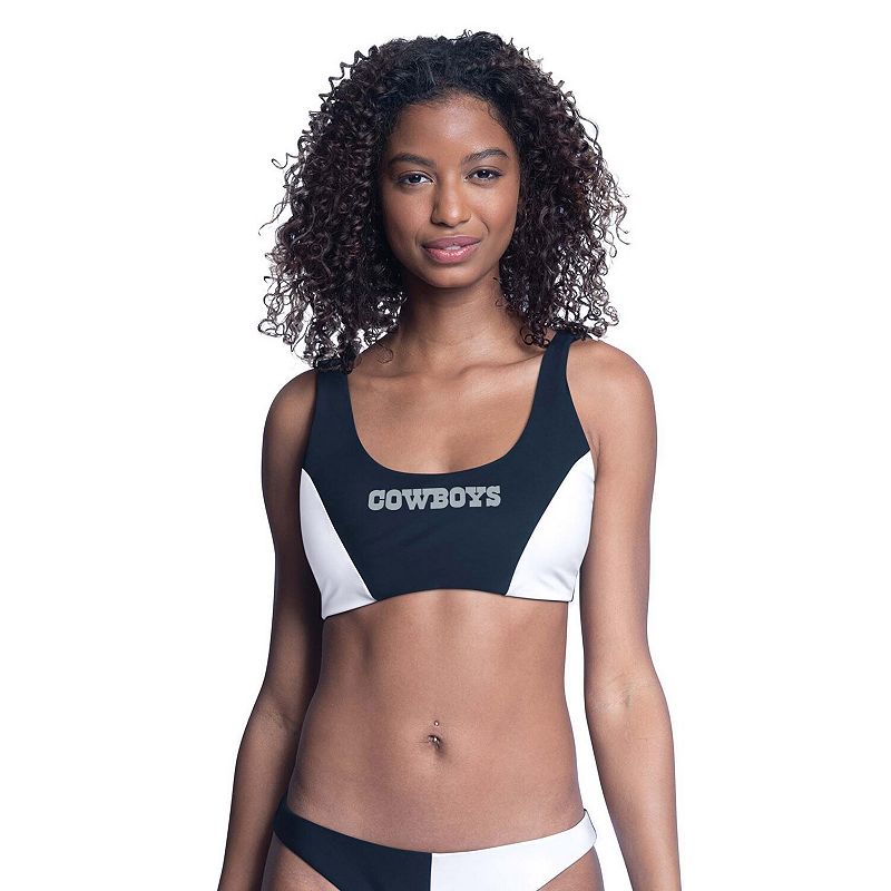Women's G-III 4Her by Carl Banks  Navy/White Dallas Cowboys Brief Game Bikini Top, Size: Small, Blue