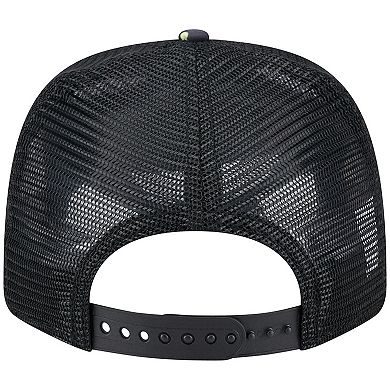 Men's New Era Black Pittsburgh Pirates Adventure Drinks Pattern 9SEVENTY Stretch-Snap Hat