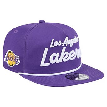 Men's New Era Purple Los Angeles Lakers Team Text Golfer Snapback Hat