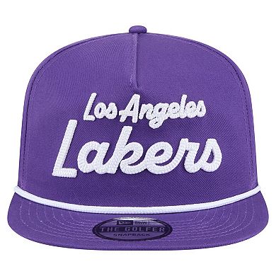 Men's New Era Purple Los Angeles Lakers Team Text Golfer Snapback Hat