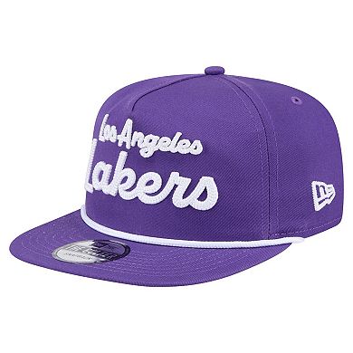 Men's New Era Purple Los Angeles Lakers Team Text Golfer Snapback Hat