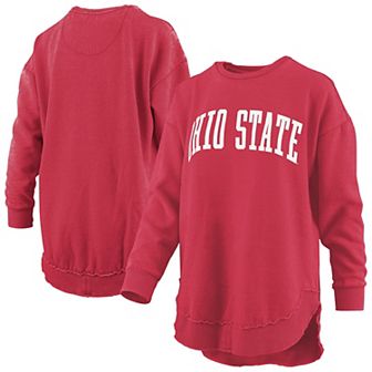 Women's Pressbox Scarlet Ohio State Buckeyes Melange Poncho Vintage Fleece Long Sleeve Pullover Sweatshirt