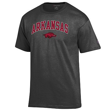 Men's Champion Charcoal Arkansas Razorbacks Arched Logo T-Shirt