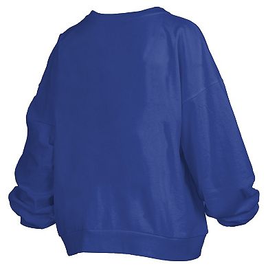 Women's Pressbox Royal Kentucky Wildcats Janise Arch Over Logo Waist Length Oversized Pullover Sweatshirt