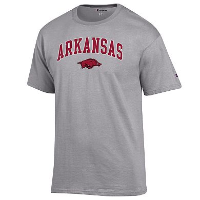 Men's Champion Heather Gray Arkansas Razorbacks Arch Over Logo T-Shirt