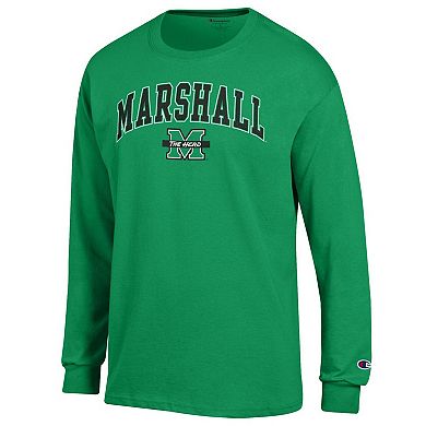 Men's Champion Kelly Green Marshall Thundering Herd Arch Over Logo Long Sleeve T-Shirt