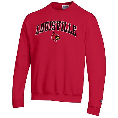 Men's Champion Red Louisville Cardinals Arch Over Logo Pullover Sweatshirt