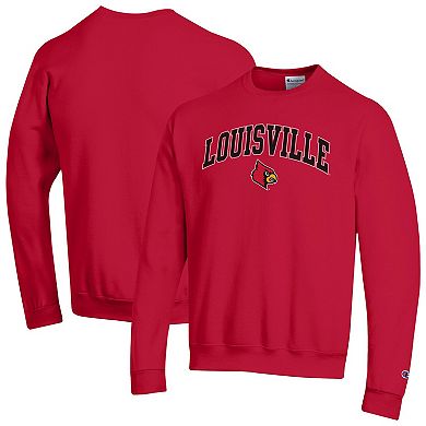 Men's Champion Red Louisville Cardinals Arch Over Logo Pullover Sweatshirt