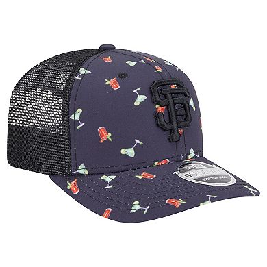 Men's New Era Black San Francisco Giants Adventure Drinks Pattern 9SEVENTY Stretch-Snap Hat