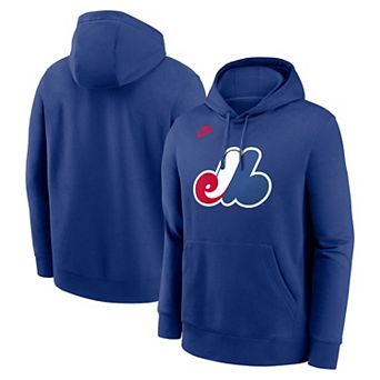 Men's Nike Blue Montreal Expos Cooperstown Collection Logo Club Pullover Hoodie